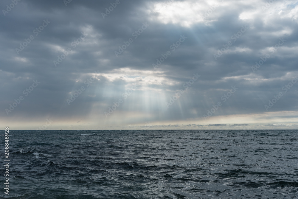 Dramatic sky over the Pacific ocean in the aftermath of the volcanic eruption on the Big Island of Hawaii