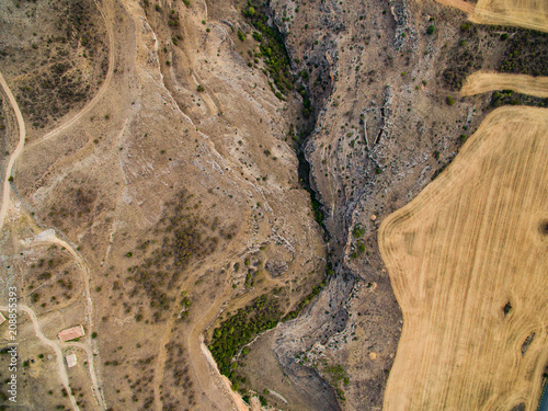 Aerial shoot of Caracena town, Soria, Spain. photo