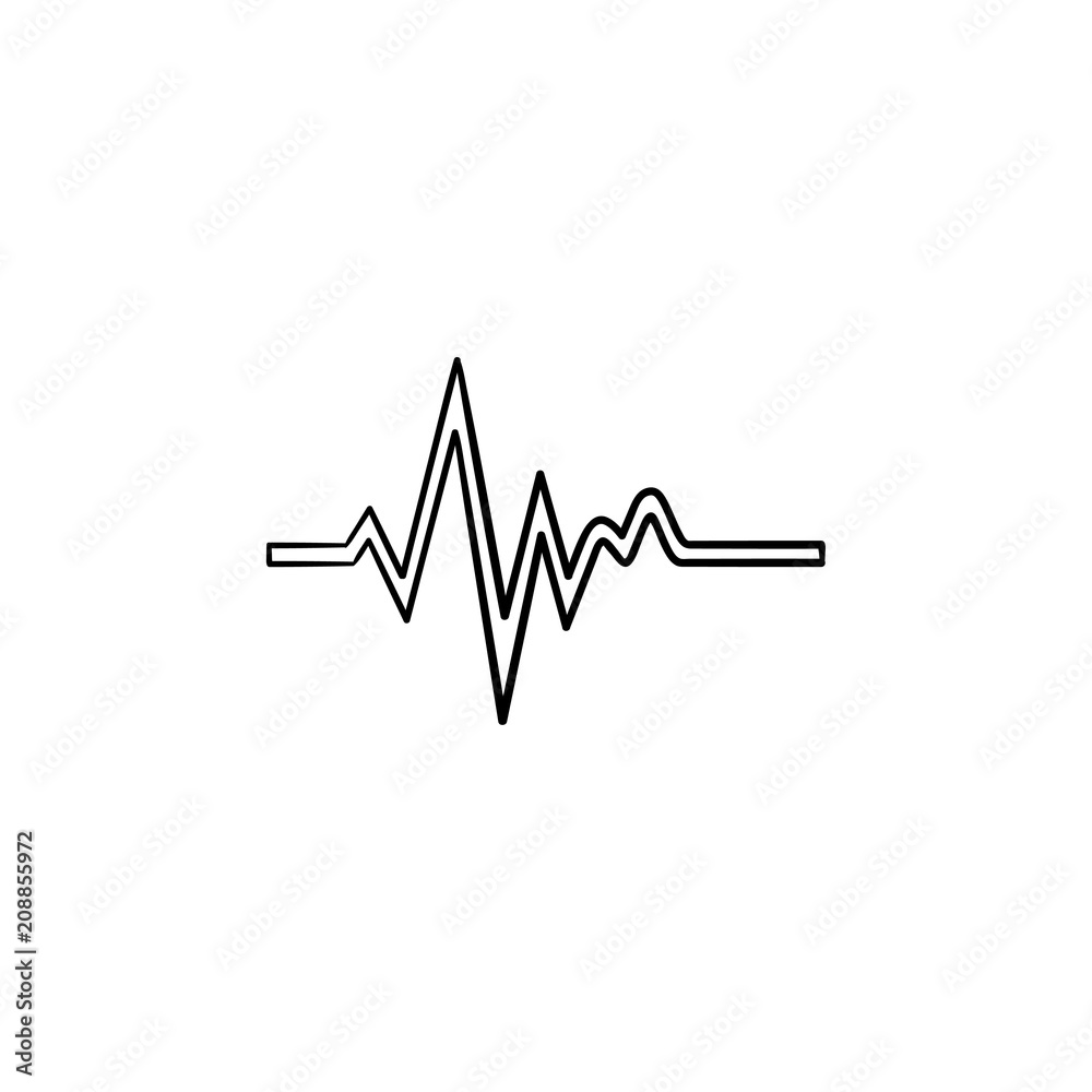 Heatbeat trace on cardiogram hand drawn outline doodle icon. Sinus rhythm on electrocardiography concept vector sketch illustration for print, web, mobile and infographics isolated on white background Heatbeat trace on cardiogram hand drawn outline doodle icon. Sinus rhythm on electrocardiography concept vector sketch illustration for print, web, mobile and infographics isolated on white background