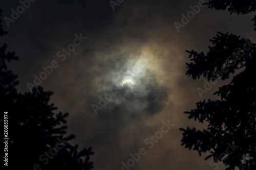 Moon passing in front of the sun on total solar eclipse 2017