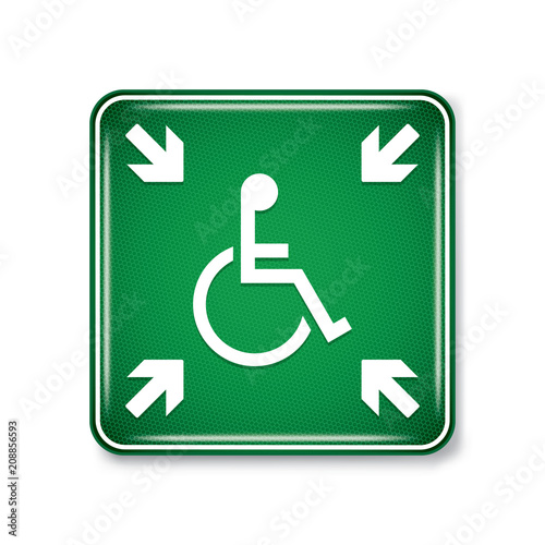 Vector and illustration graphic style,Accessible Refuge Area Symbol on white background,Attracting attention Security First sign,Idea for presentation EPS10