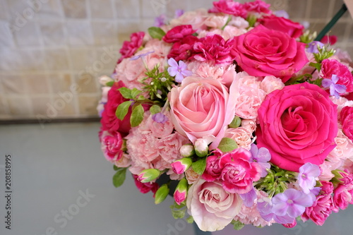 Romantic Flower bouquet arrangement with special white  Pink and red rose