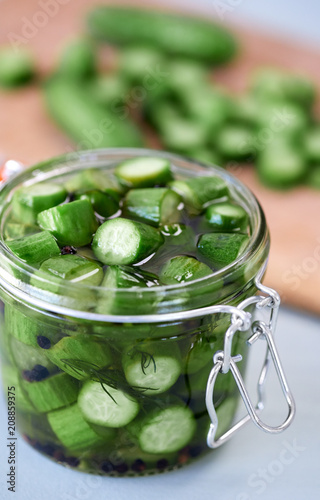 Jar of pickles part of healthy probiotic diet