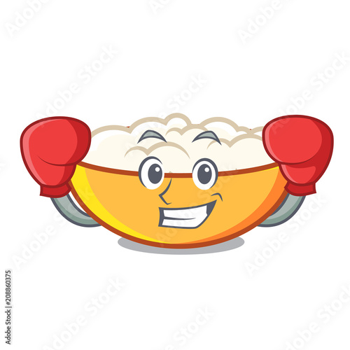 Boxing cottage cheese character cartoon