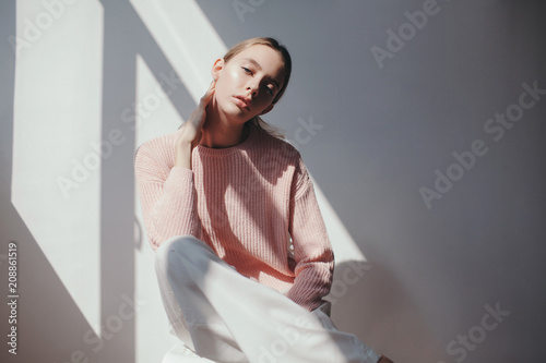 Studio fashion portrait of gorgeous teen girl photo