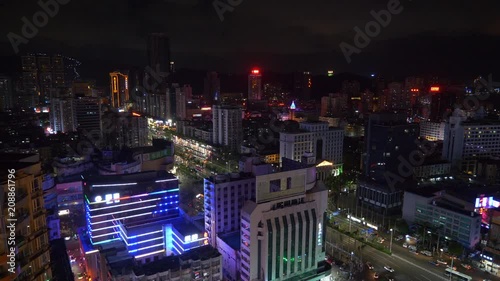 zhuhai cityscape night illuminated rooftop panorama 4k china
 photo