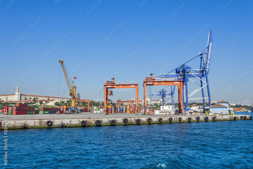 Istanbul, Turkey, 8 June 2018: Haydarpasa port at Kadikoy district of Istanbul