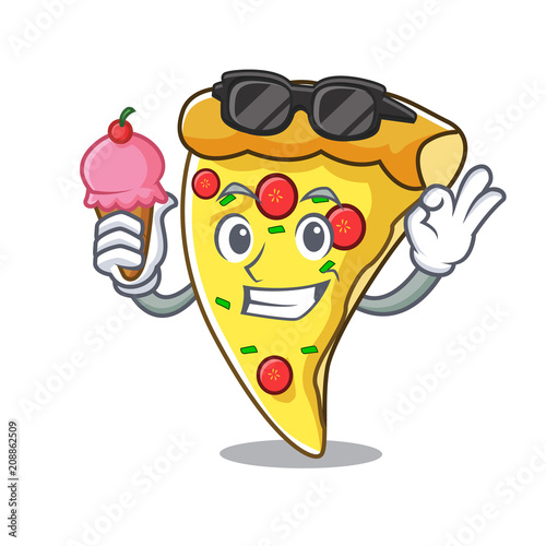 With ice cream pizza slice character cartoon