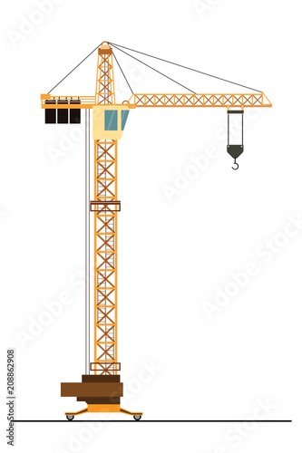Construction crane isolated on white background,