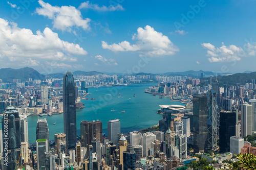 Fototapeta Naklejka Na Ścianę i Meble -  Panoramic view of Hong Kong skyline. China
