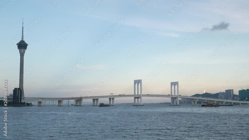 sunset time zhuhai city famous macau bridge and tower bay panorama 4k china
sunset time zhuhai city famous macau bridge and tower bay panorama 4k china