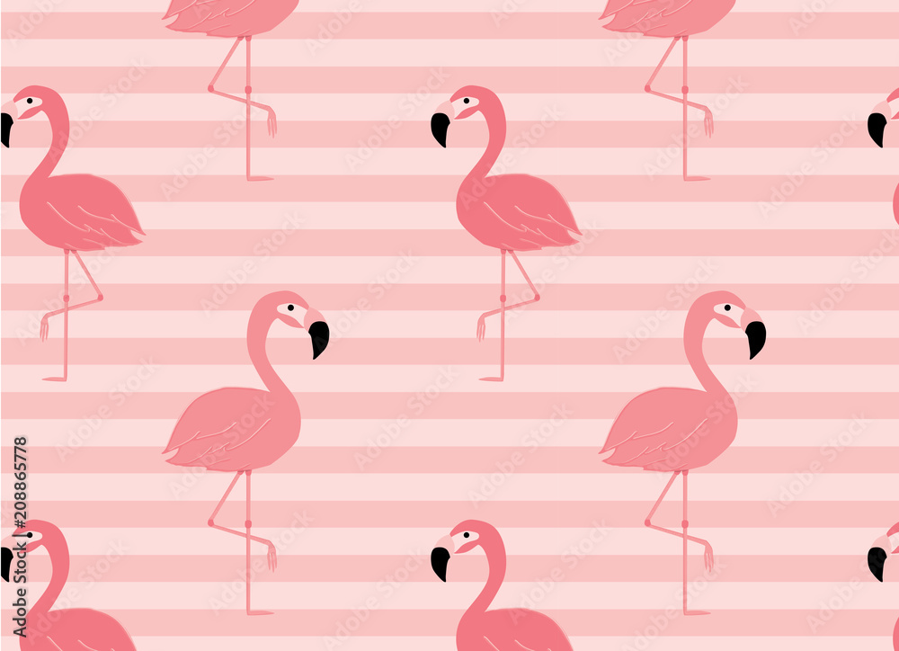 Obraz premium minimal Pink flamingo pattern seamless background