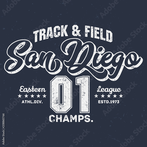 San Diego Track & Field - Vintage Tee Design For Printing