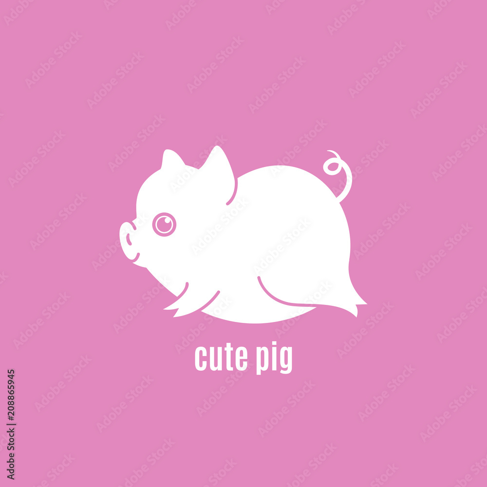 Cute little pig icon, New year 2019, chinese horoscope symbol, vector illustration Cute little pig icon, New year 2019, chinese horoscope symbol, vector illustration