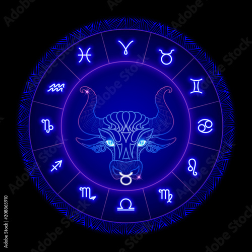 Taurus zodiac sign, horoscope symbol, vector illustration