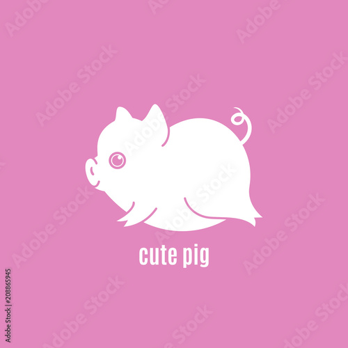 Cute little pig icon, New year 2019, chinese horoscope symbol, vector illustration