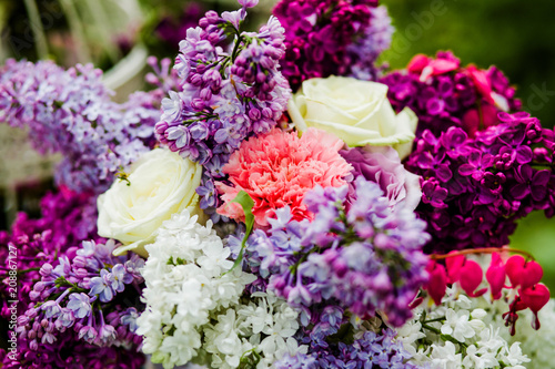 Bouquet of different colors in decorated  zone