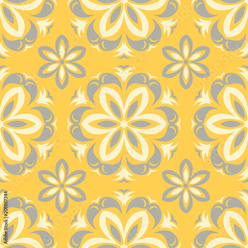Yellow floral seamless pattern. Background with flower designs