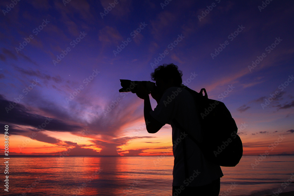 Silhouette of a man in the beautiful sunrise. Silhouette of a man in the beautiful sunrise.