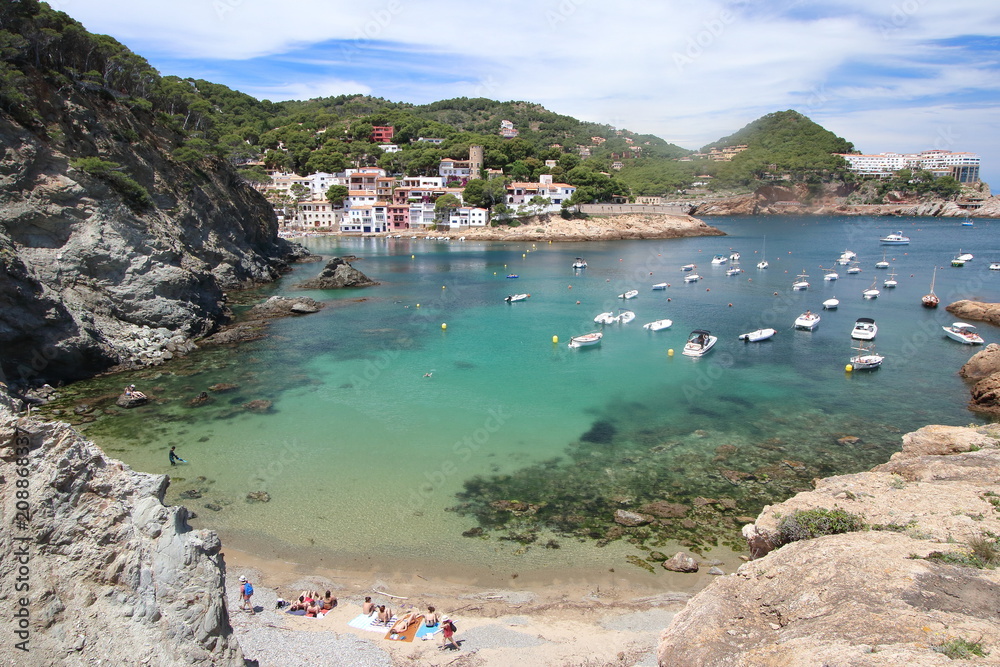 S'Eixugador small beach close to beautiful village and beach of Sa Tuna, Mediterranean sea, Catalonia, Spain