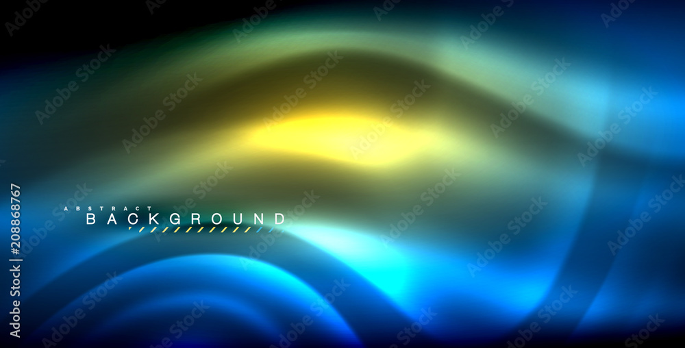 Neon glowing wave, magic energy and light motion background Neon glowing wave, magic energy and light motion background