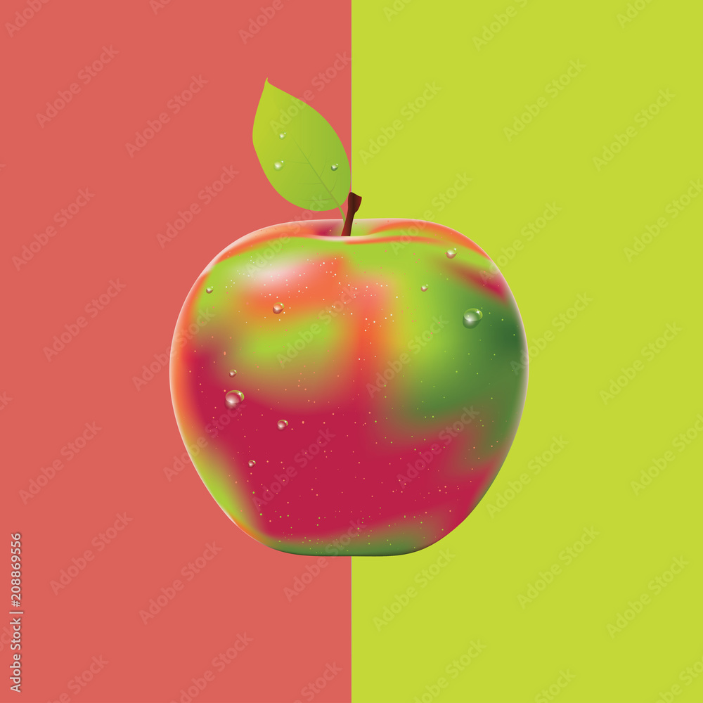 Naklejka Dwa kolorowe tło z jabłkiem