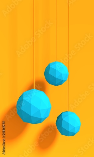 Platonic solid design. Hanging low poly shapes. 3D rendering