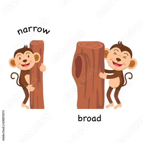 Opposite narrow and broad vector illustration