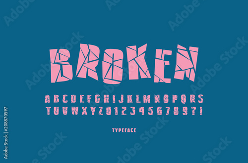 Decorative sans serif font with broken face