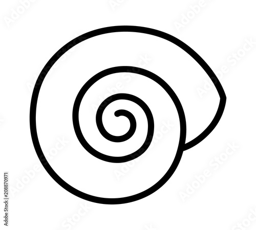Empty land snail shell or gastropod shell line art vector icon for wildlife apps and websites 