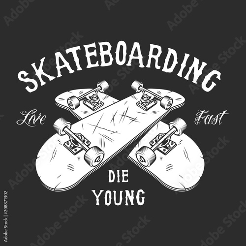 Vintage skateboarding white label