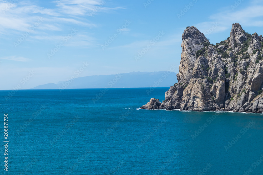 Beautiful landscape with sea and mountains, background