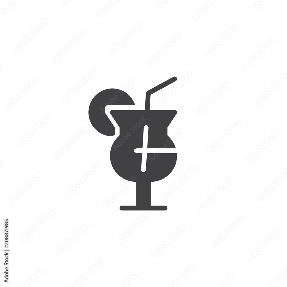 Cocktail glass vector icon. filled flat sign for mobile concept and web design. Fresh drink with lemon and straw simple solid icon. Symbol, logo illustration. Pixel perfect vector graphics Cocktail glass vector icon. filled flat sign for mobile concept and web design. Fresh drink with lemon and straw simple solid icon. Symbol, logo illustration. Pixel perfect vector graphics
