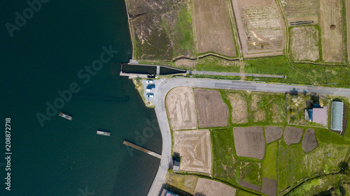 aerial view from lake nojiri in nagano japan photo