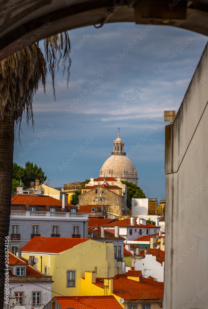 Lisbon, Portugal cityscape at the Alfama District. Exposure donne during the day of Alfama, historical old district in Lisbon, Portugal.