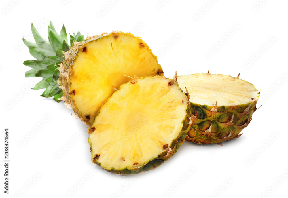 Ripe fresh pineapple on white background Ripe fresh pineapple on white background