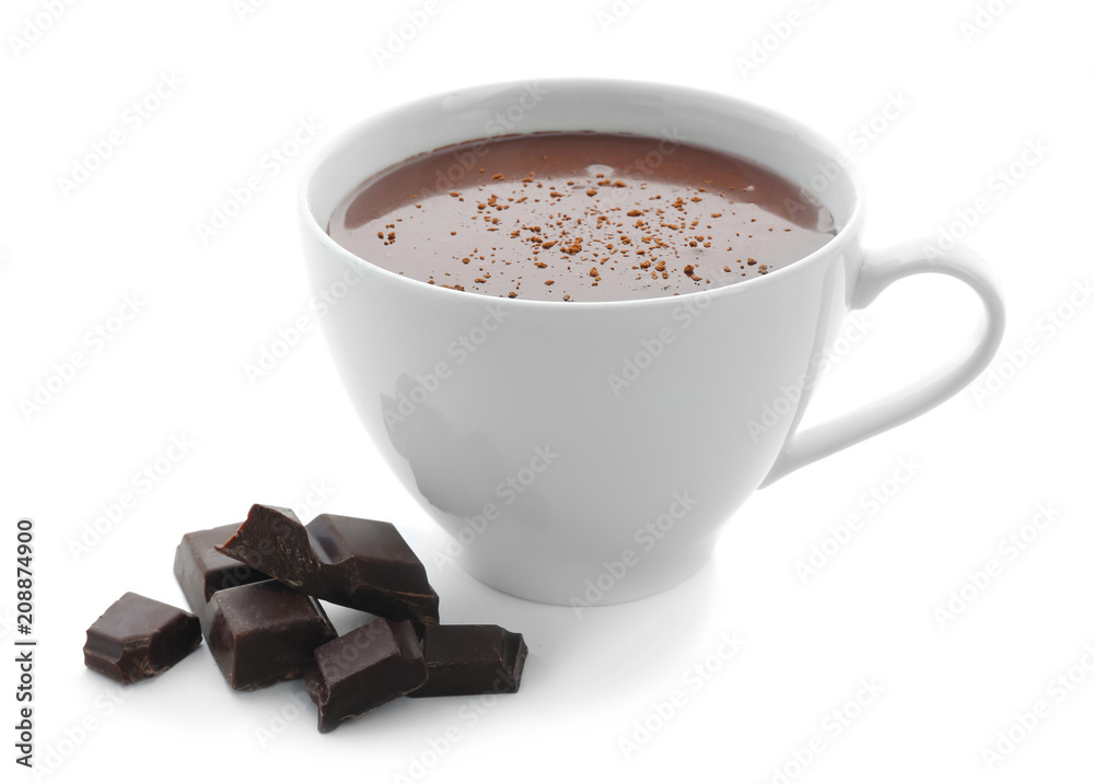 Cup of hot chocolate on white background Cup of hot chocolate on white background