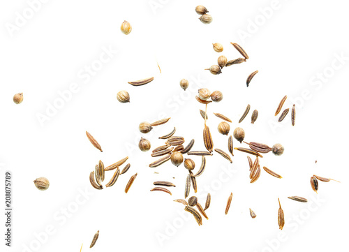 Sesame seeds with bread on white background