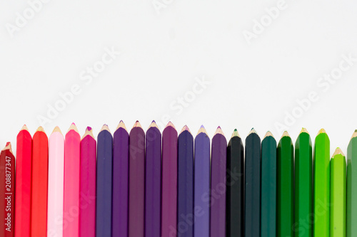 close up colorful pencils  on white background.