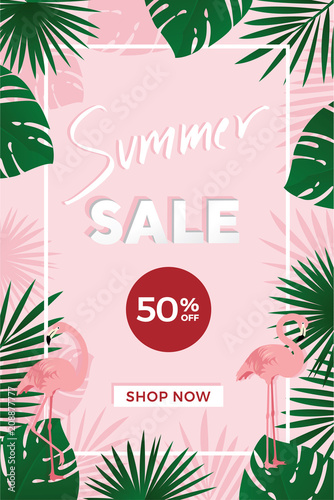 Summer sale poster template with 50 percent off sign