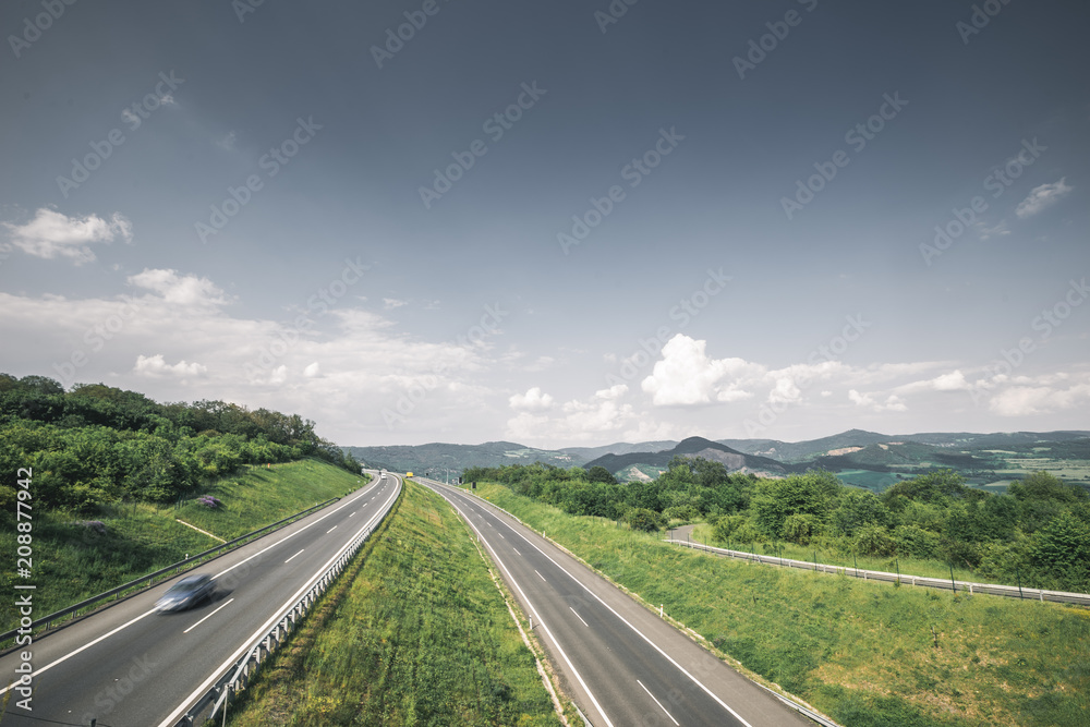 D8 Highway in Bohemian Uplands, Czechia