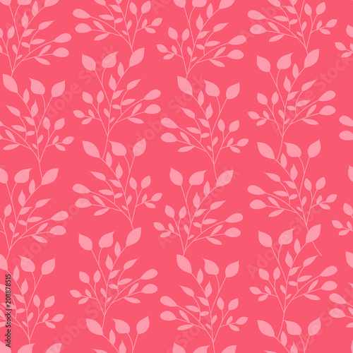 Pink leaves seamless pattern flat vector template nature leaf wallpaper.