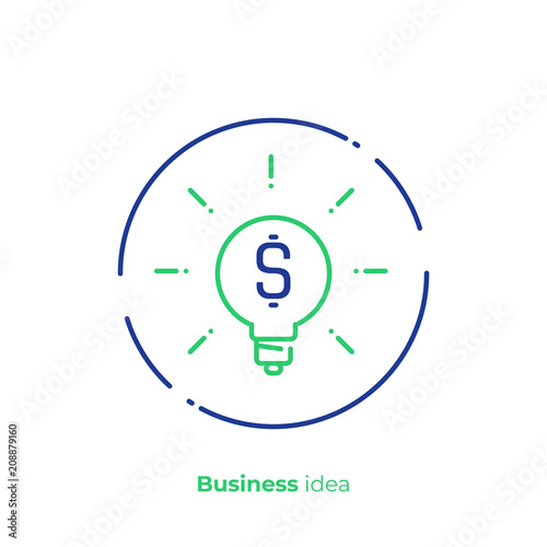 Business idea line art icon, investment brainstorm vector art, outline finance concept illustration