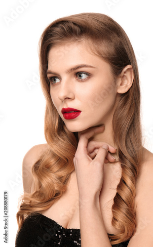Portrait of young woman wit...