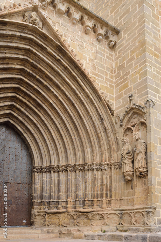 entrance of Santa Maria la Mayor, Valderrobres, Mantarraya, Teruel province, Aragon, Spain