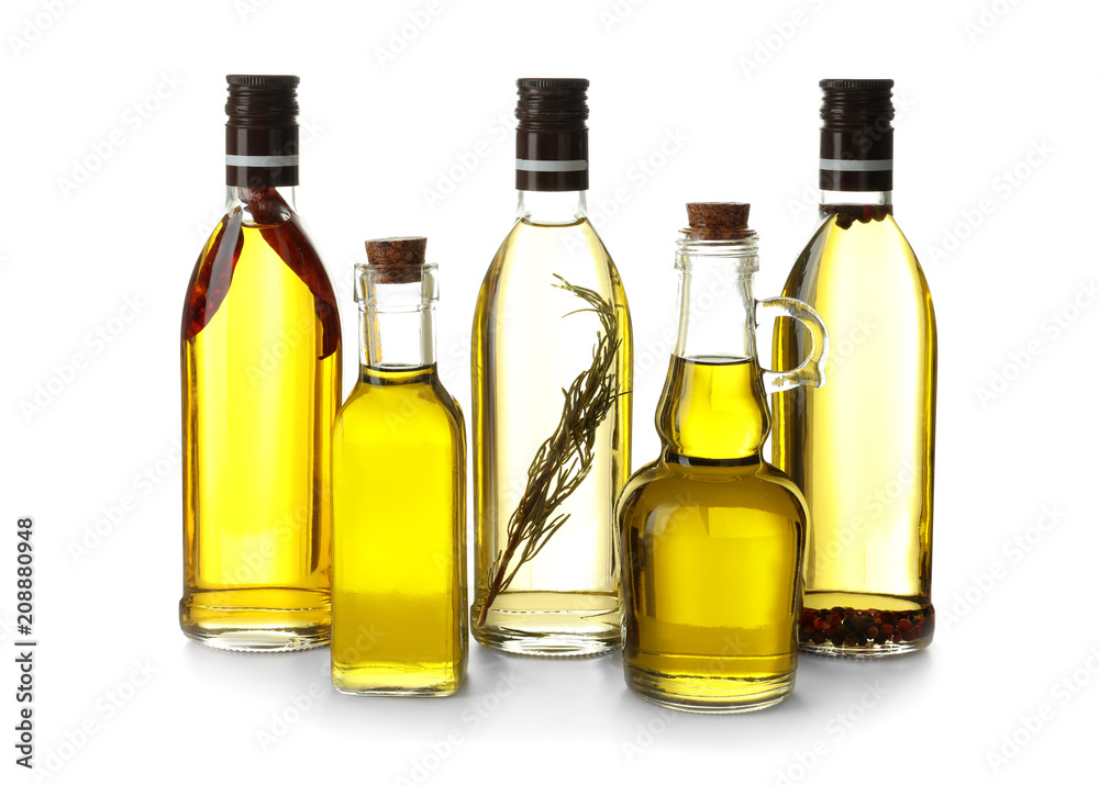 Glassware with olive oil on white background Glassware with olive oil on white background