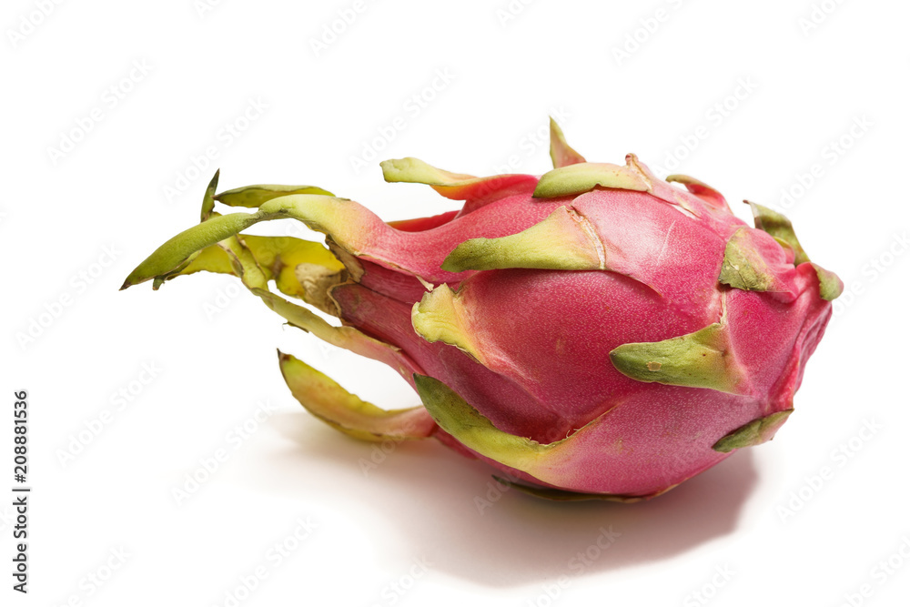 Whole Pitaya (pitahaya) or Dragon fruit and cut into half piece are isolated on white background. Whole Pitaya (pitahaya) or Dragon fruit and cut into half piece are isolated on white background.