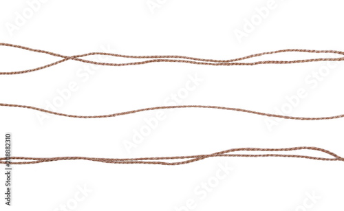 String, rope isolated on white background texture, top view