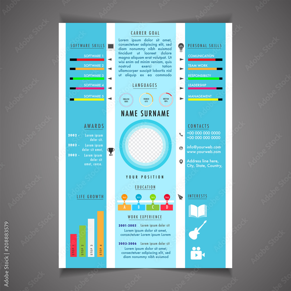 Infographic resume template can be use as letterhead or cover letter ...