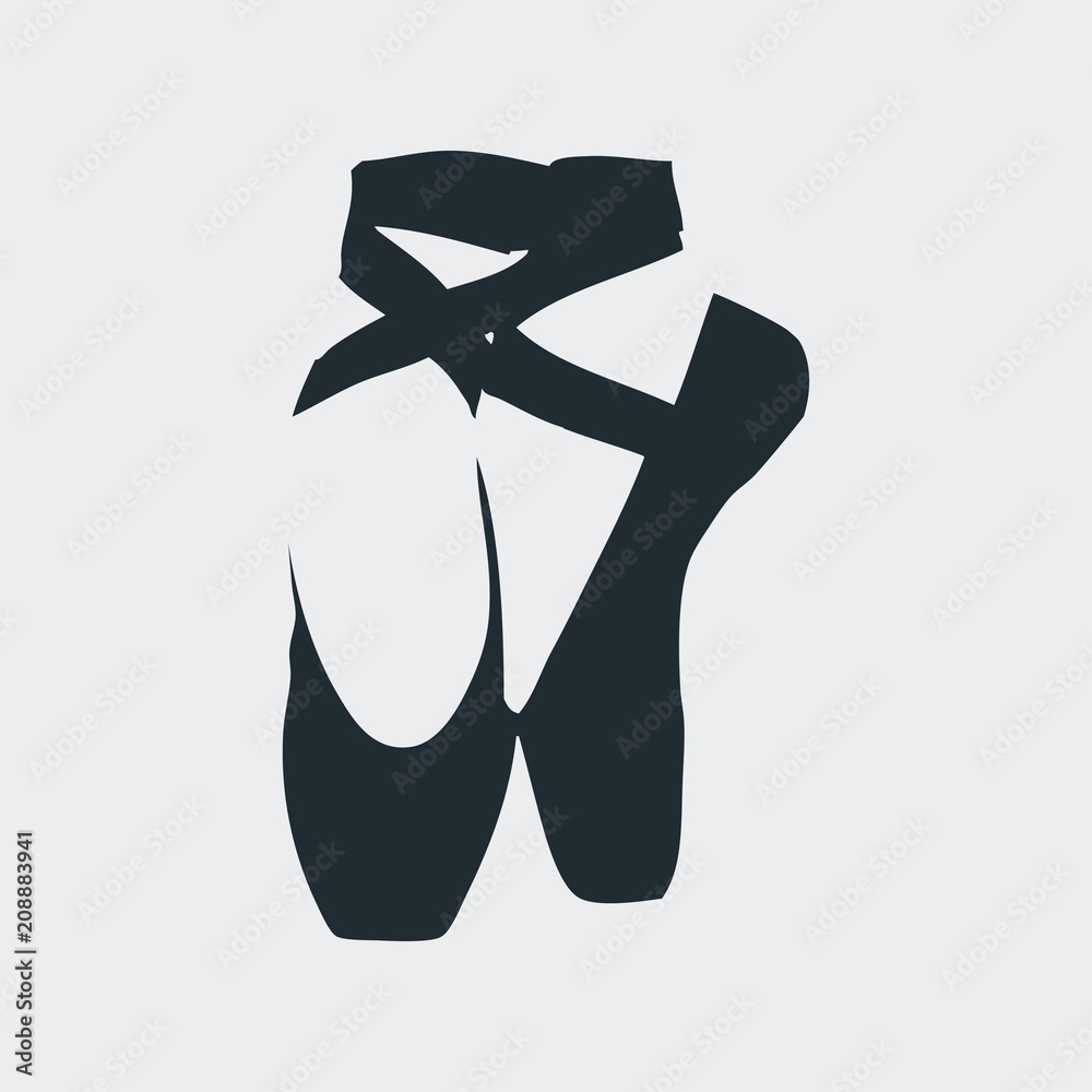 Icono plano zapatillas ballet en espacio negativo en fondo gris vector de  Stock | Adobe Stock
